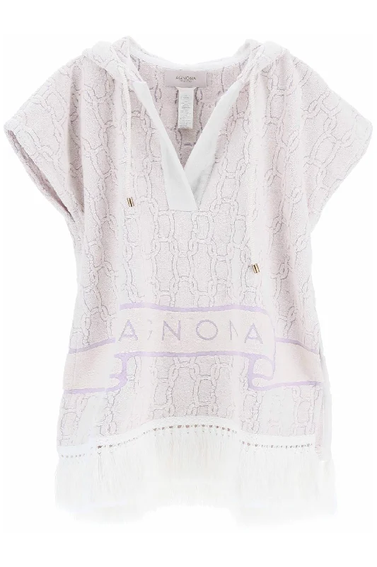 Agnona terry poncho with chain motif AN0502 H2066 MALVA