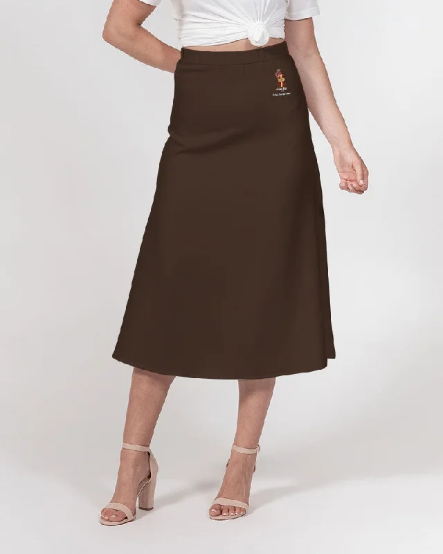 AKH Brown Women's A-Line Midi Skirt