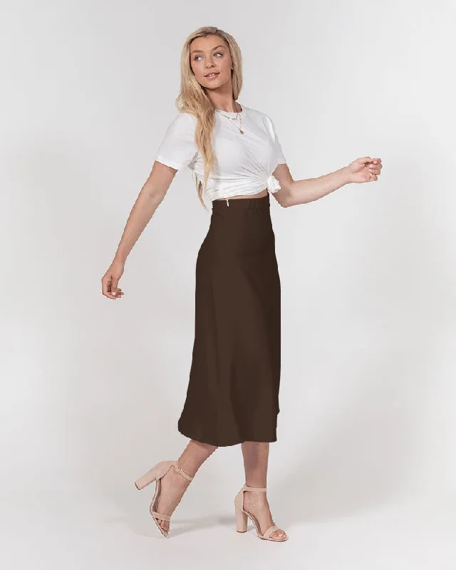 AKH Brown Women's A-Line Midi Skirt