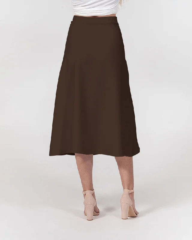 AKH Brown Women's A-Line Midi Skirt