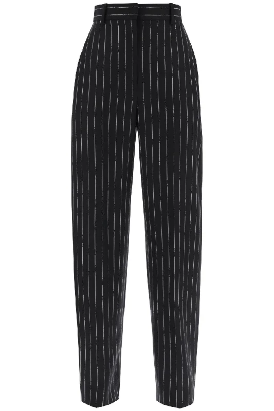 Alexander mcqueen broken pinstripe trousers 768546 QJADN BLACK IVORY