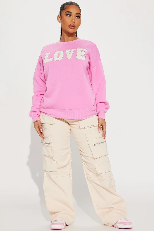 All Love Embroidered Sweatshirt - Pink