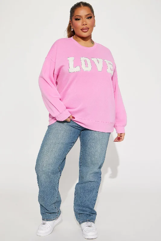 All Love Embroidered Sweatshirt - Pink