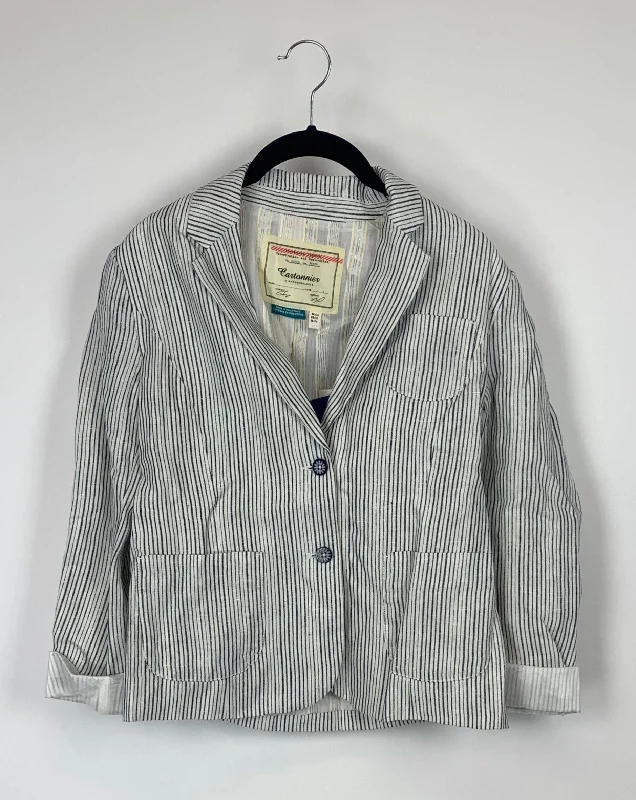 Navy Striped Blazer - Size 2