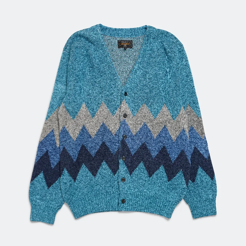 Cardigan Chevron Stripe Jacquard - Blue