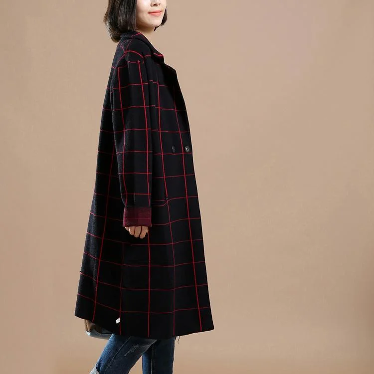 Black knitted sweater jackets plaid oversize cardigans