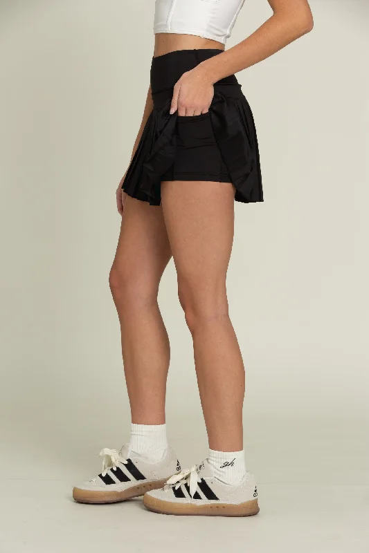 15"" Black Pleated Tennis Skirt