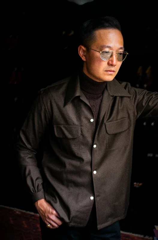 Bryceland's Wool Gabardine Shirt Brown