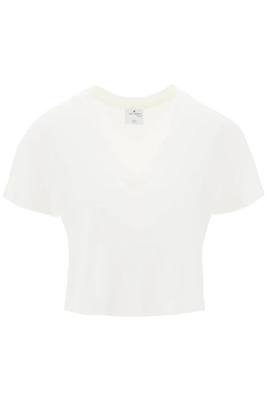 Courreges cropped logo t-shirt with 224JTS138JS0107 HERITAGE WHITE