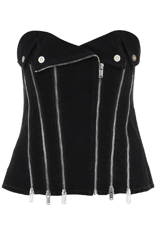 Dion lee denim biker corset top A3616P23 BLACK