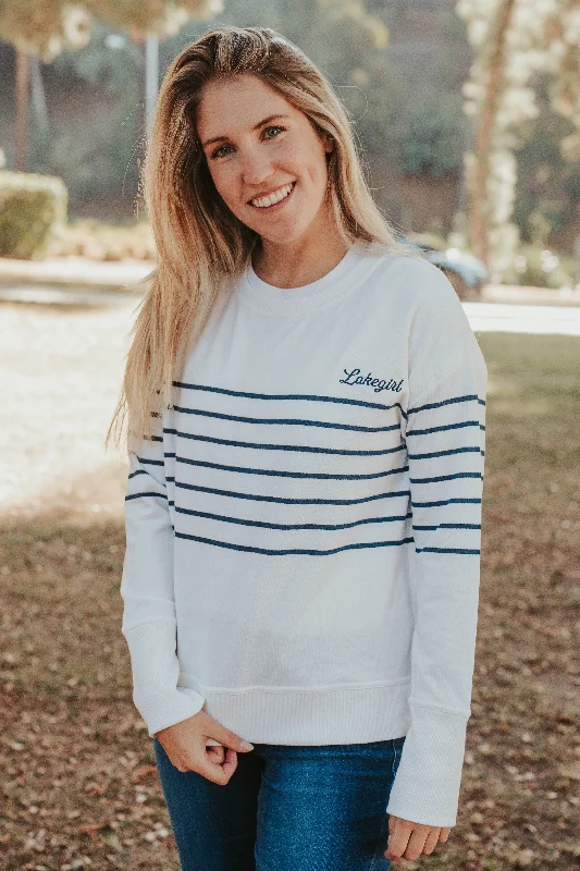 French Terry Striped Crew Neck