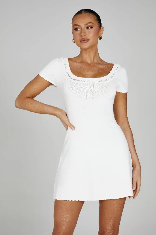 Georgia Pointelle Knit Mini Dress - White