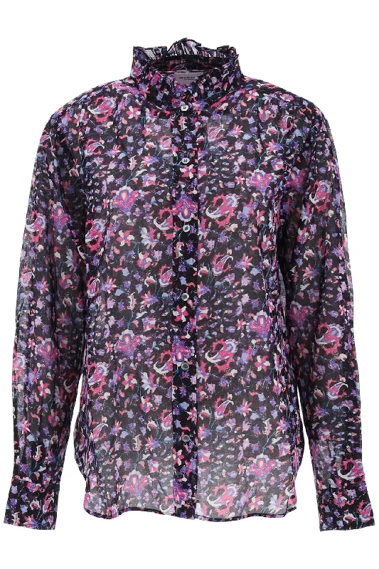 Isabel marant etoile organic cotton 'gamble' shirt HT0186FA A3J08E MIDNIGHT PINK