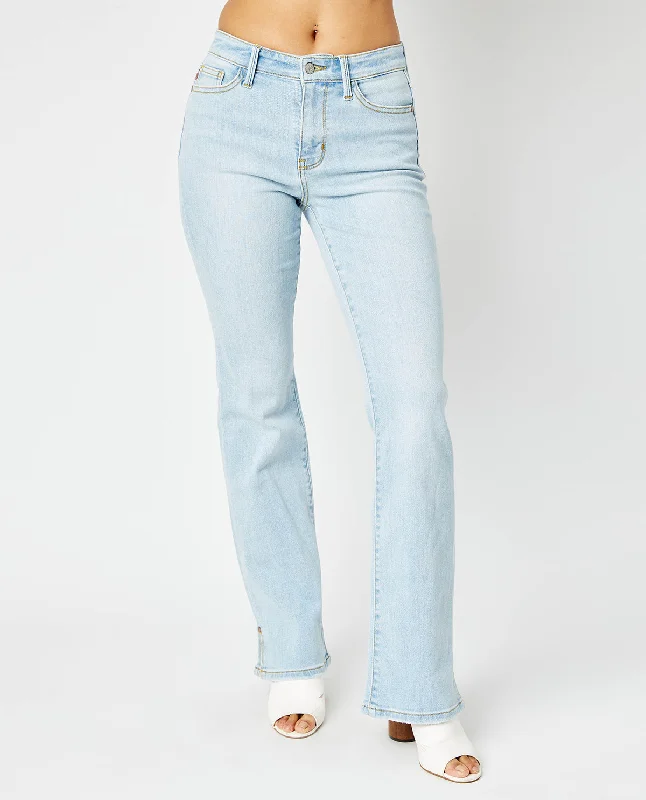 Judy Blue Mid Rise Side Slit Hem Bootcut Jeans