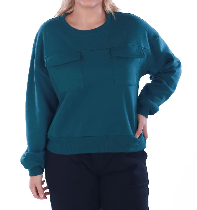 LADIES FLAP POCKET SWEATSHIRT – TEAL