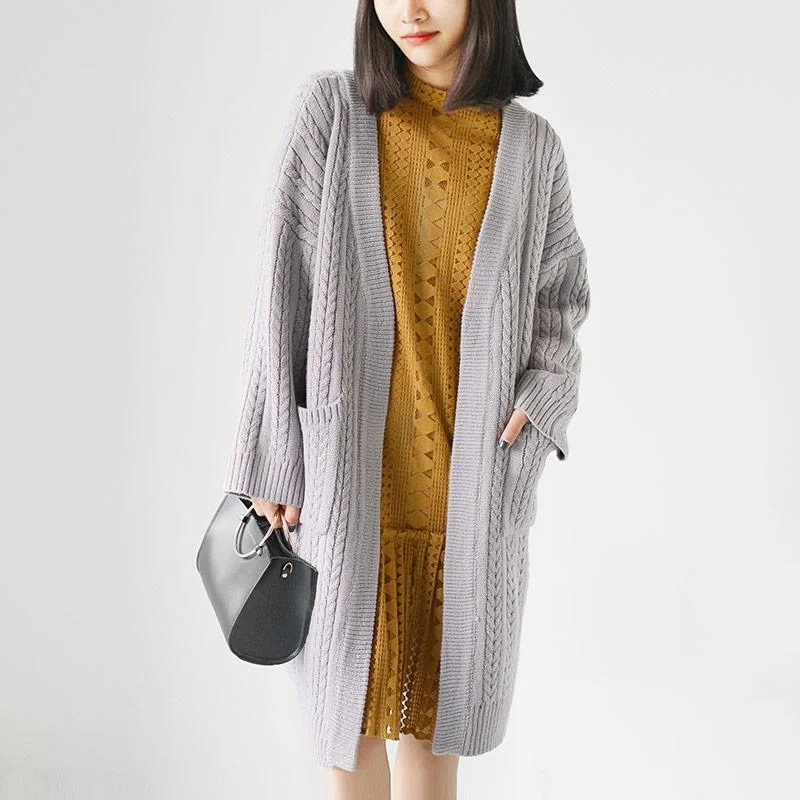 light purple knit jacket long coats oversize casual outwear