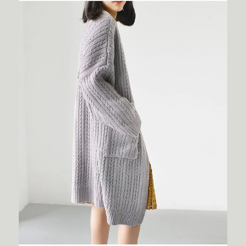 light purple knit jacket long coats oversize casual outwear