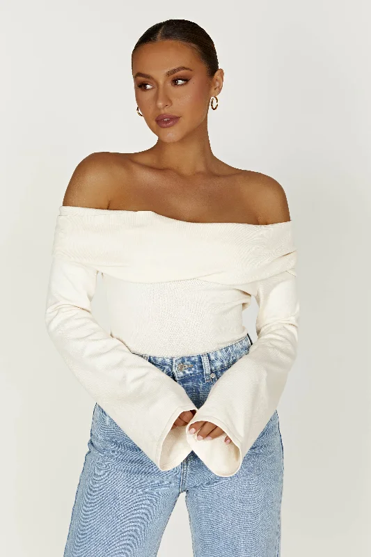 Marlisa Off Shoulder Twist Top - Ivory