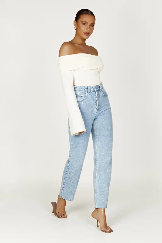 Marlisa Off Shoulder Twist Top - Ivory