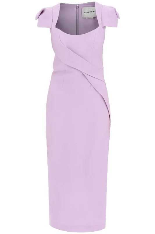 midi dress with draped detailing 058M PURPLE