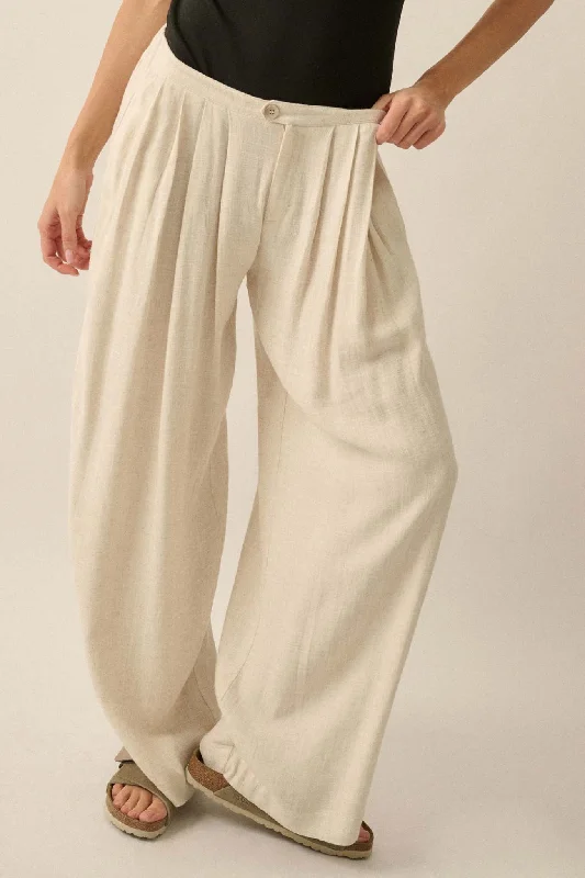 Miles Away Linen-Blend Pleated Wide-leg Pants