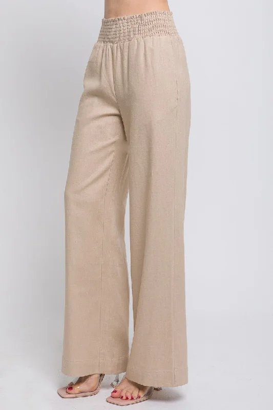 Pierside Linen Smocked Waist Beach Pant MORE COLORS