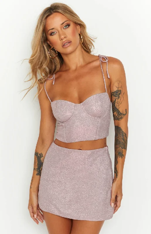 Rosa Pink Sparkle Mini Skirt