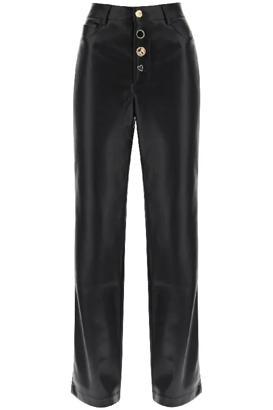 Rotate embellished button faux leather pants 111539100 BLACK