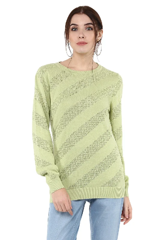 Self Design Round Neck Full Sleeve Jumper