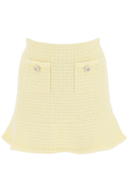 Self portrait ""knitted mini skirt with jewel buttons SS24 166SK Y YELLOW