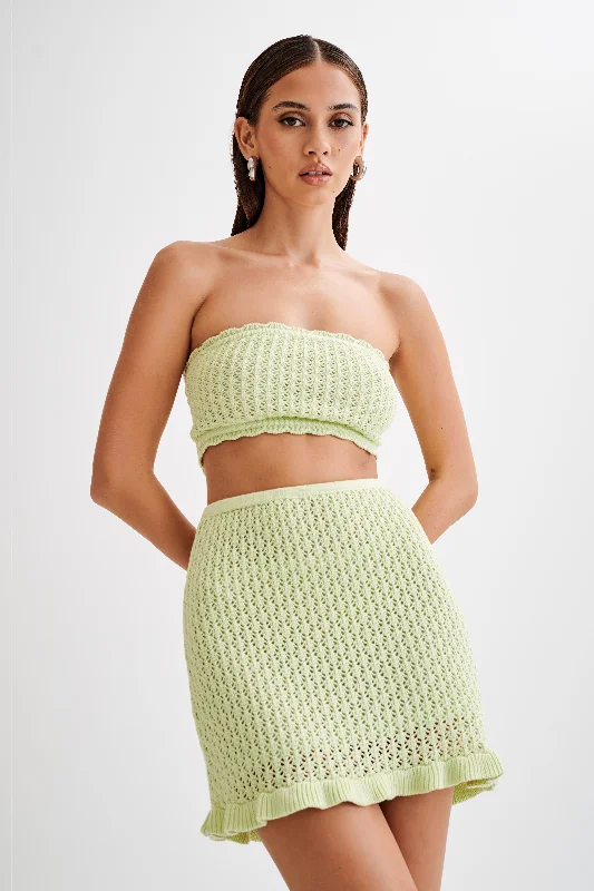 Serina A-Line Knit Mini Skirt - Seafoam Green