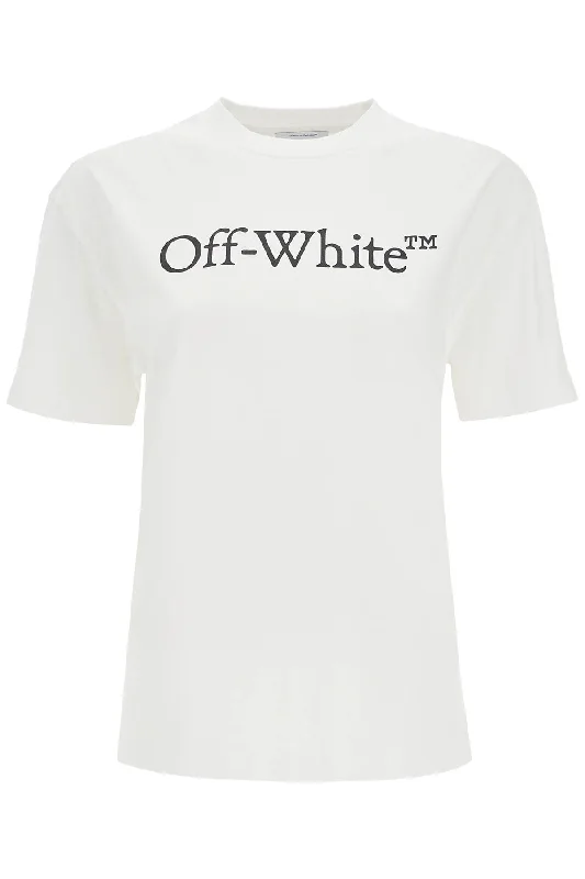 t-shirt with logo print OWAA089C99JER003 WHITE BLACK