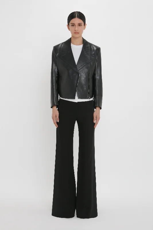 Tailored Leather Biker Jacket In Black