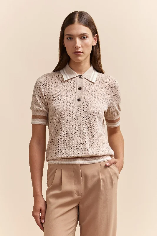 Textured polo sweater