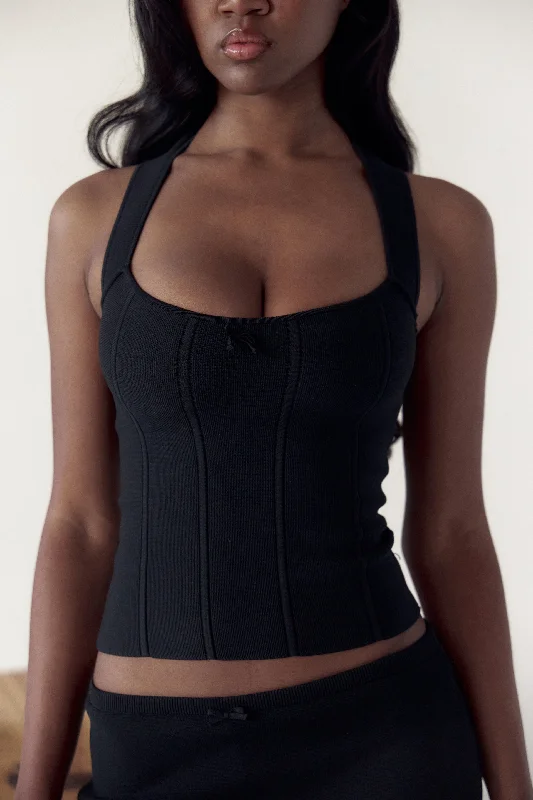 The Knit Halter Top Noir