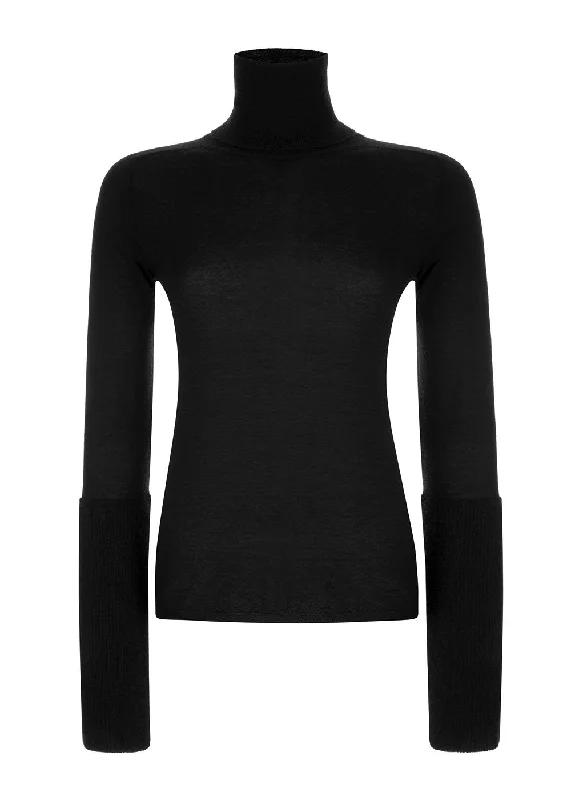 CASHMERE TURLENECK SWEATER ""NUBA"" IN BLACK OR CHOCO