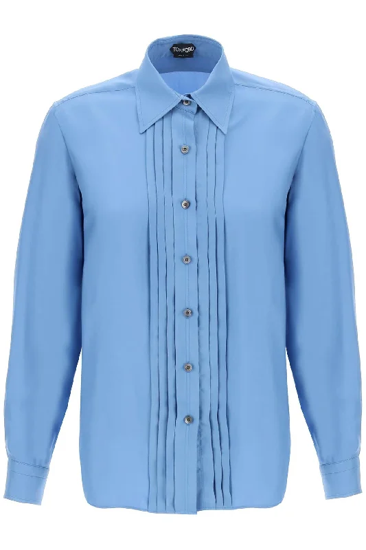 Tom ford pleated bib shirt with CA3254 FAX1134 STONE BLUE