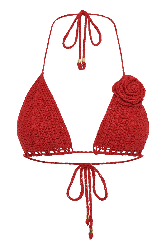 Verali Rose Crochet Bikini Top - Red