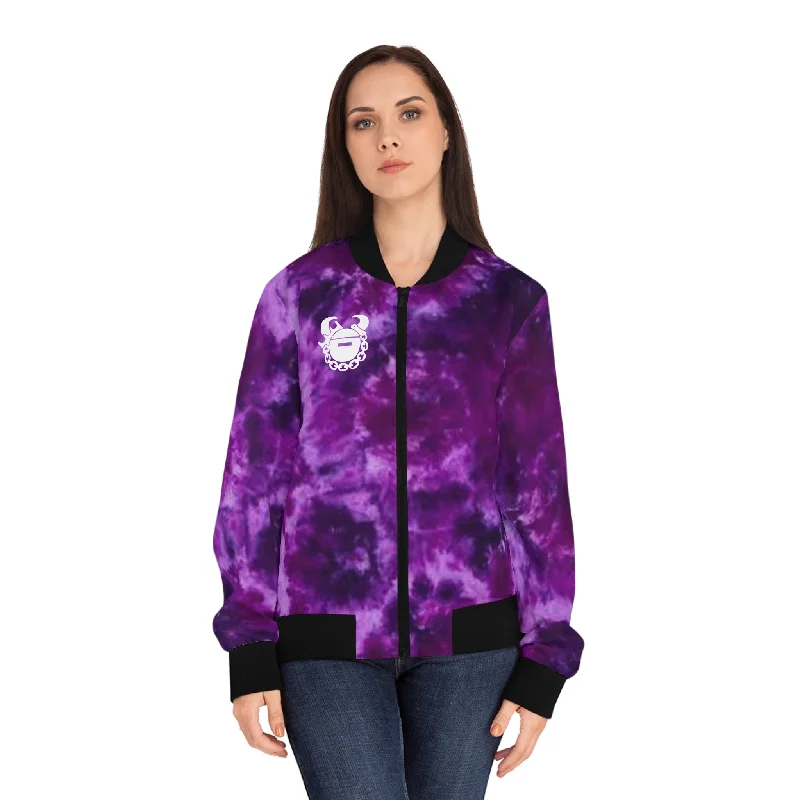 Women's Bomber Jacket - Purple Tie-Dye