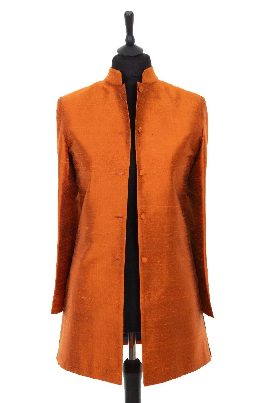 Long Nehru Jacket in Burnt Orange