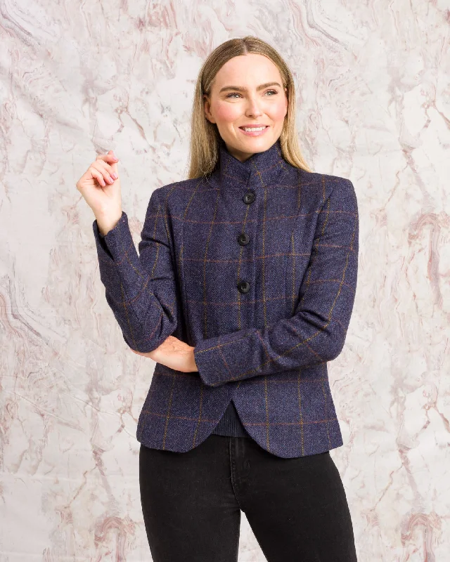 Sasha Tweed Jacket - Prussian Purple Check