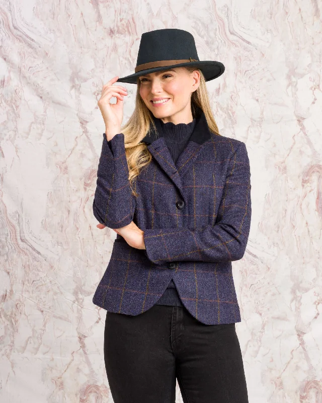 Sasha Tweed Jacket - Prussian Purple Check